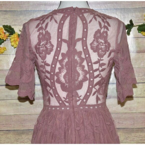 Altar’d State Lace Overlay Maxi Dress Dusty Rose Size S Romantic Feminine - Picture 11 of 15